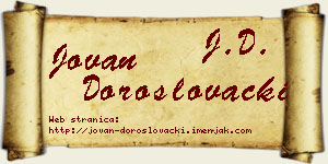 Jovan Doroslovački vizit kartica